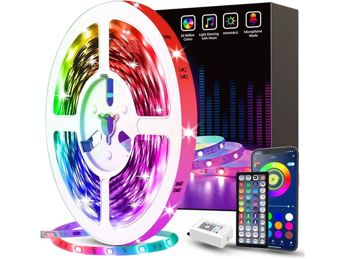Luzes de Tira Led 15M 270Led Música Sincronização Luzes de Mudança de Cor com Controle Remoto Luz Rgb para Sala Festa em Casa GERTIZ