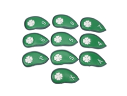 2026-10 Fundas Para Cabezas De Palos De Golf Patrón Trébol De Cuatro Hojas Pu Impermeable Para Hierros Verdes