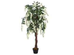Árbol De Wisteria Artificial 1470 Hojas Verde Y Blanco 200 Cm