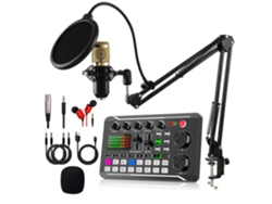 Tarjeta de sonido F998 y kit de micrófono BM800 Tarjeta de sonido Mezclador de sonido con micrófono Consola de mezcla de audio Amplificador Chrui