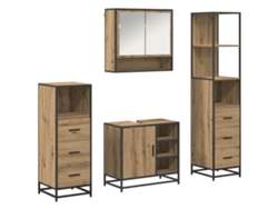 Maison Exclusive - Juego De Muebles De Baño Con Cajón 4 Pcs Roble Artesanal