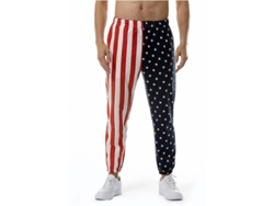 2026-18368-pantalones Playa Hombre Bandera Americana Estilo Casual Largo Suelto Algodón Verano L