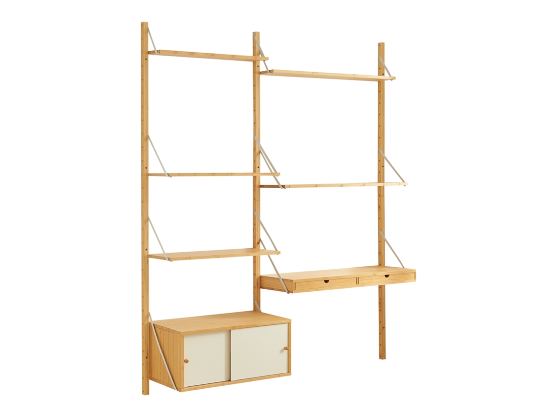 Estantería de pared Tingvoll con elementos ajustables 176x147x34cm - Bambú [EN.CASA]