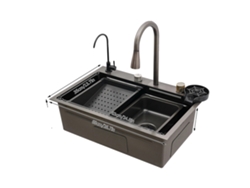 Fregadero de cocina de un solo seno, acero inoxidable 304 duradero, cuatro modos de salida, 68 cm OEM