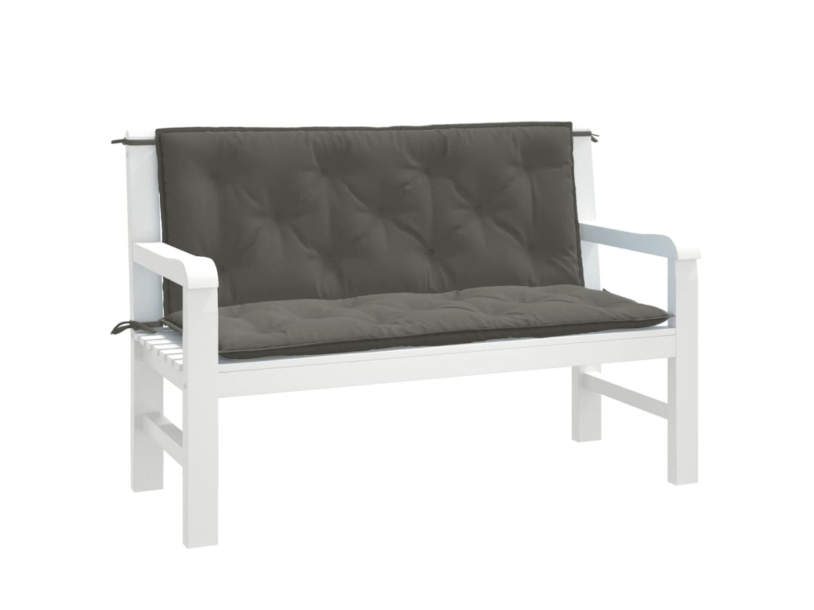 Cojines Banco Jardín 2 Uds Tela Gris Oscuro Melange 120x50x7 Cm