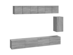 Conjunto de muebles para TV de 6 piezas, derivados de madera gris, EXCLUSIVO DE LA CASA