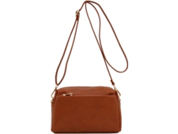 Bolso bandolera pequeño Fashionpuzzle con triple cremallera, color marrón cuero
