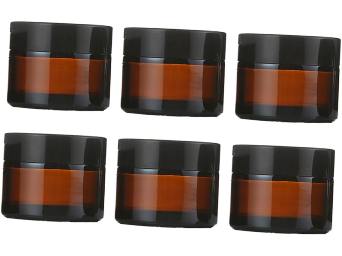Juego De 6 Frascos De Maquillaje, Tarros Cosméticos Con Tapas Negras, Prácticos Y Adecuados Para