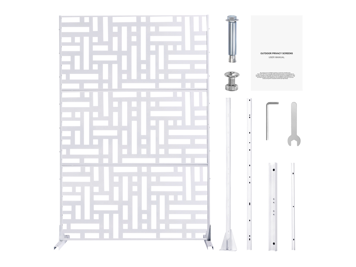 Mampara metálica Succebuy para privacidad, 120 x 193 cm, color blanco