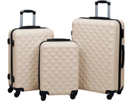 Conjunto de 3 Maletas De Viaje VIDAXL rígidas con ruedas ABS Dorado (55 x 36 x 22 cm)