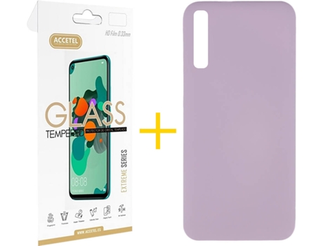 Kit Funda + Protector de Pantalla Samsung Galaxy A50 ACCETEL Silicona Líquida (Morado)