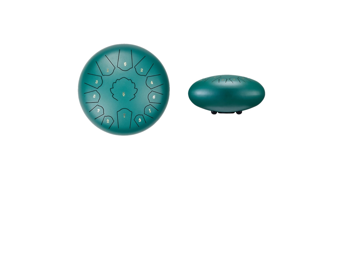 Tambor de lengüeta de acero, 11 notas en Re mayor, diseño portátil, verde, 12 pulgadas, 13 notas.
