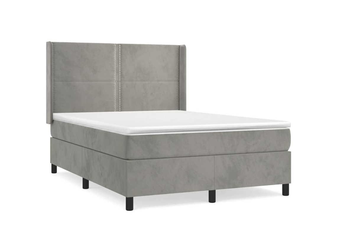 Maison Exclusive - Cama Box Spring Con Colchón Terciopelo Gris Claro 140x190 Cm