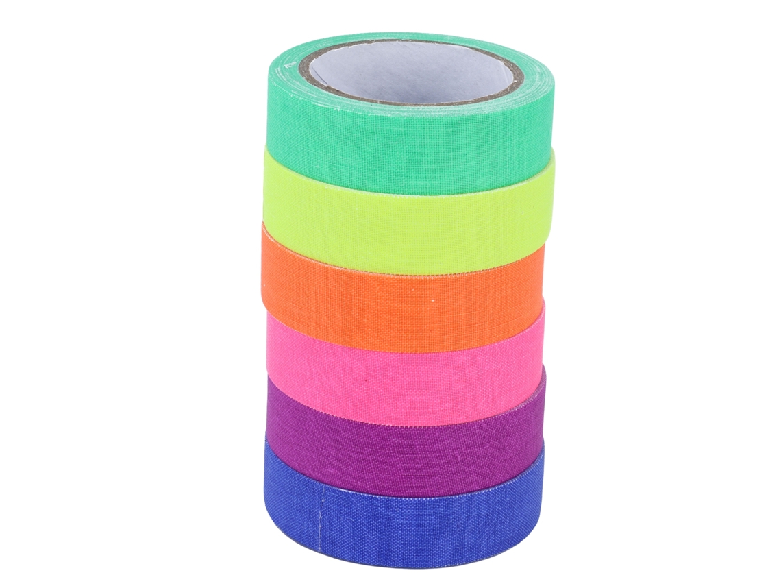 6 Rollos De Cinta Fluorescente De Algodón Uv Luminosa Para Decoración Y Espectáculos Escénicos.