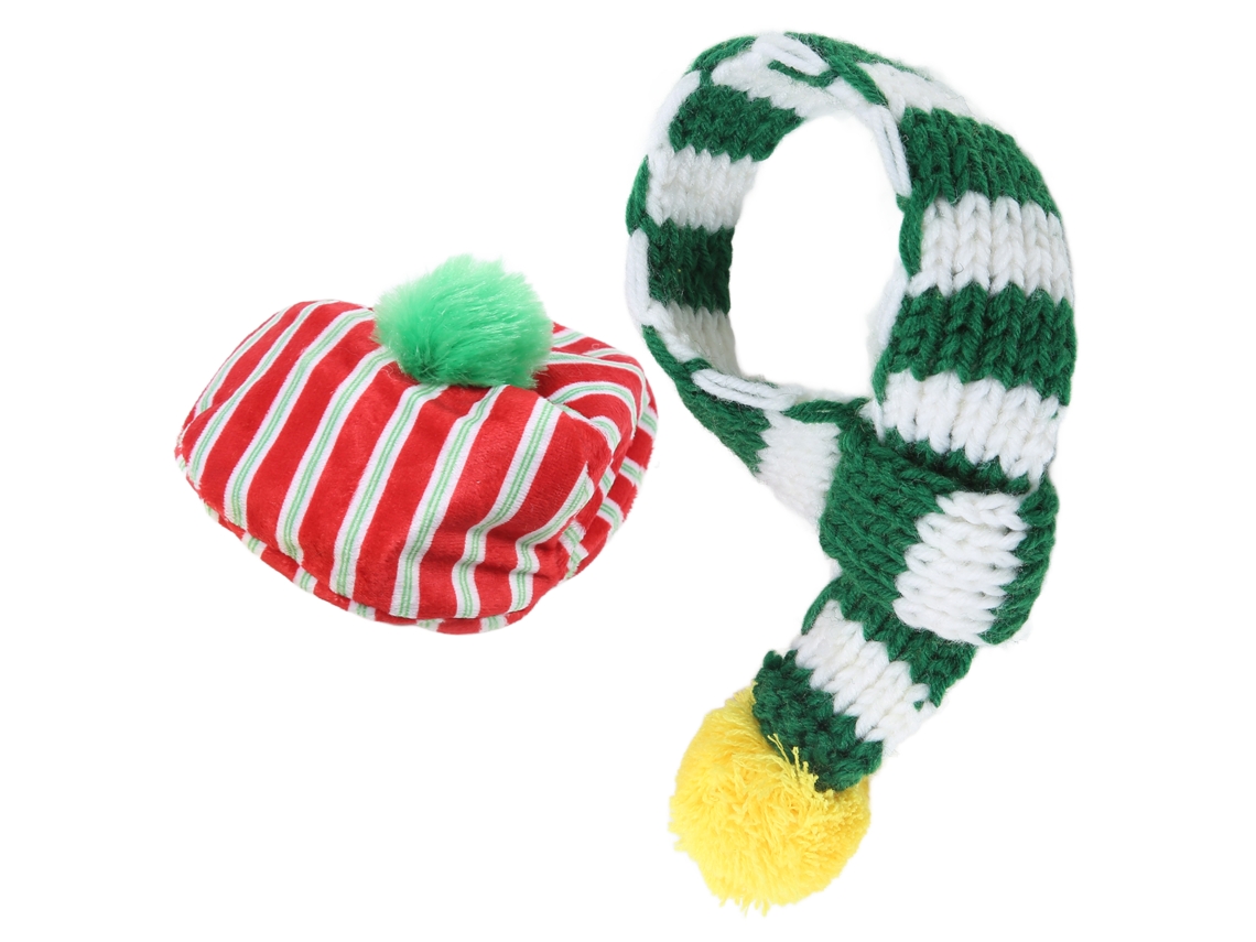 Rebe-conjunto De Boné E Cachecol De Lã Para Cães E Gatos Adorável De Natal Tamanho M Branco E Verde