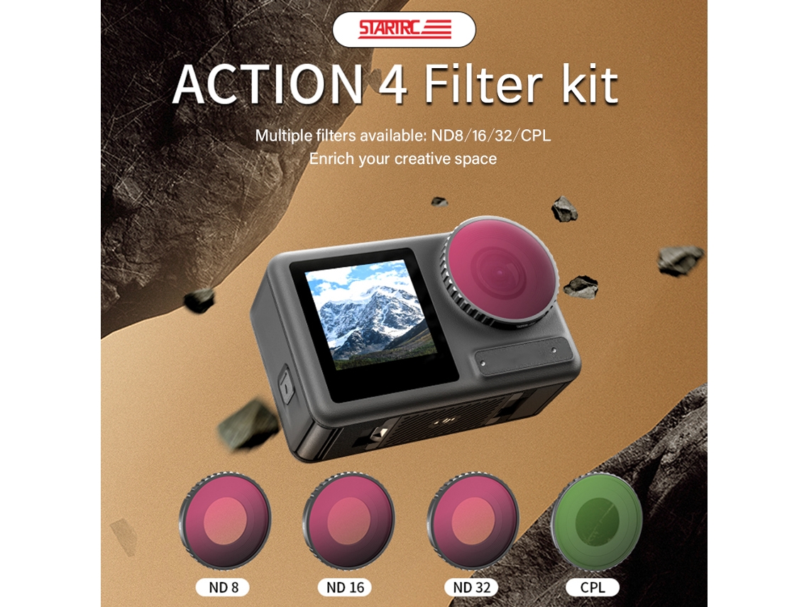 Kit De Filtros Para Dji Action 4: Filtro Cpl + Nd8/nd16/nd32, Marco De Aluminio, Vidrio Óptico, Resistente Al Agua Y Rayones