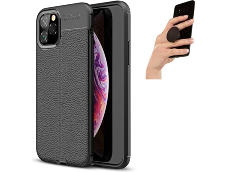 Carcasa + Popsocket iPhone 11 Pro Max Rugged Leather Negro
