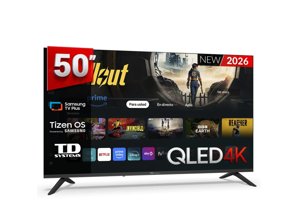Televisor inteligente QLED 4K de 50 pulgadas con Samsung Tizen 8 - TD Systems M50QC22Tizen Negro