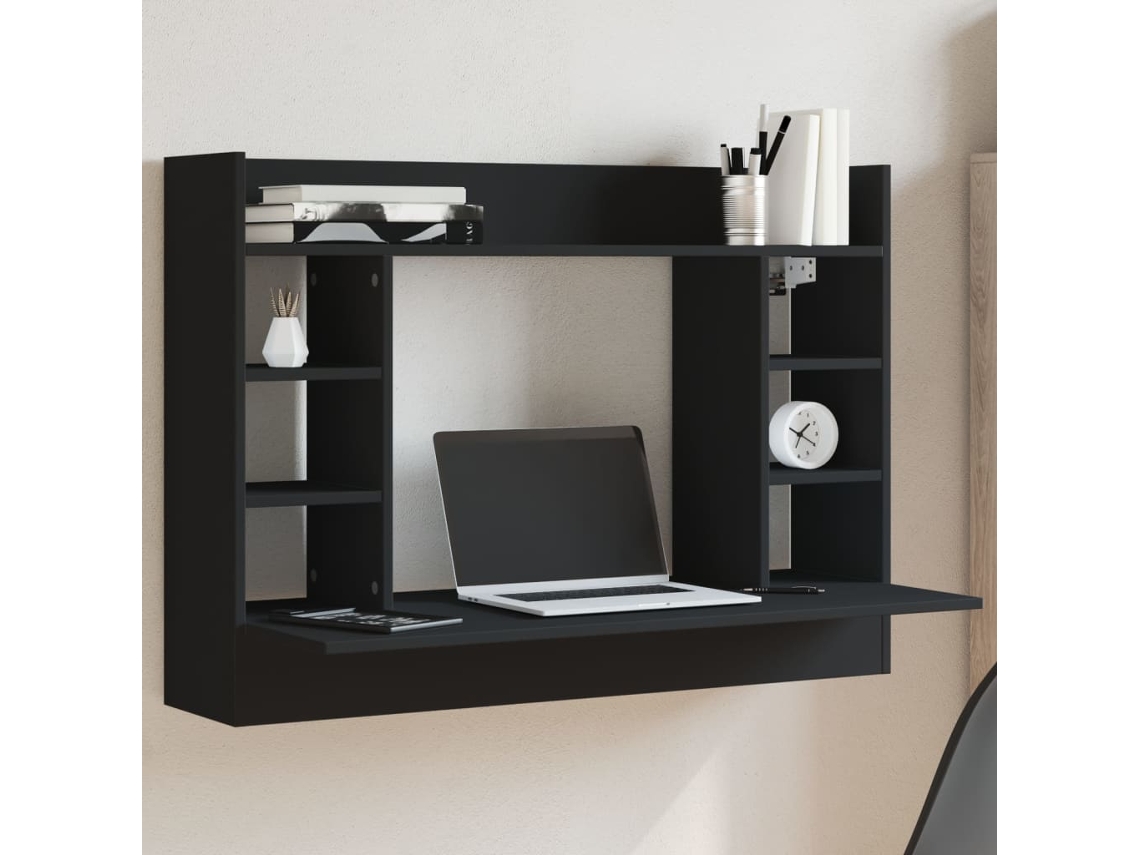 Escritorio de pared madera de ingeniería negro 105x48x75 cm