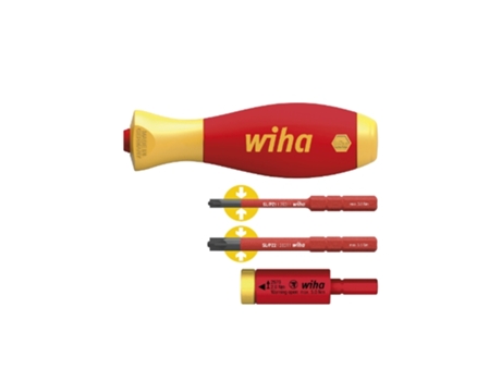 WIHA Juego de adaptadores de par de apriete easyTorque electric con soporte slimVario® y slimBits SL/PZ, de 4 unid., en blíster (41477)