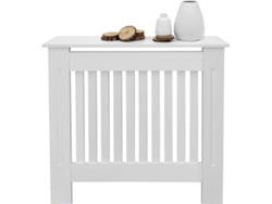 Cubierta para radiador ECD 78x19x82cm MDF vintage lacado blanco diseño de láminas