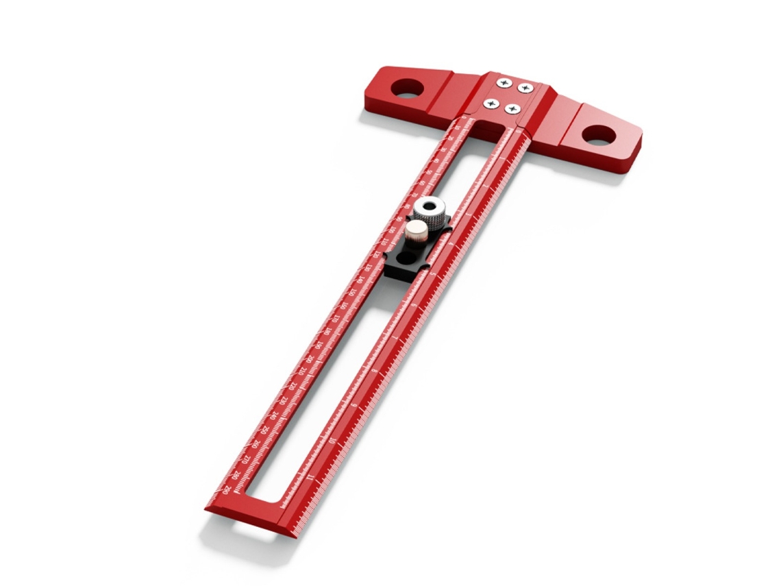 Regla Escuadra En T Multifunción — Aluminio Forjado Macizo Anodizado Con Escala Grabada Con Láser Y Casquillos De Perforación Intercambiables M