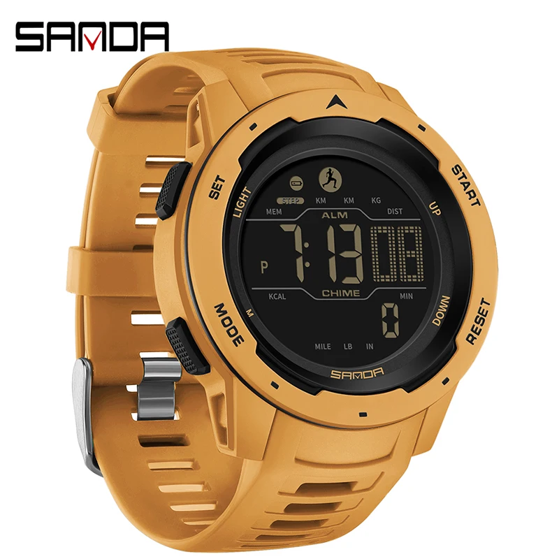 Reloj De Hombre (amarillo), Podómetro, Resistencia Al Agua De 50 Metros.