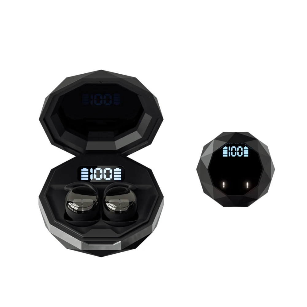 Auriculares inalámbricos Bluetooth 6.0 (negros), auriculares invisibles para dormir y practicar deporte.