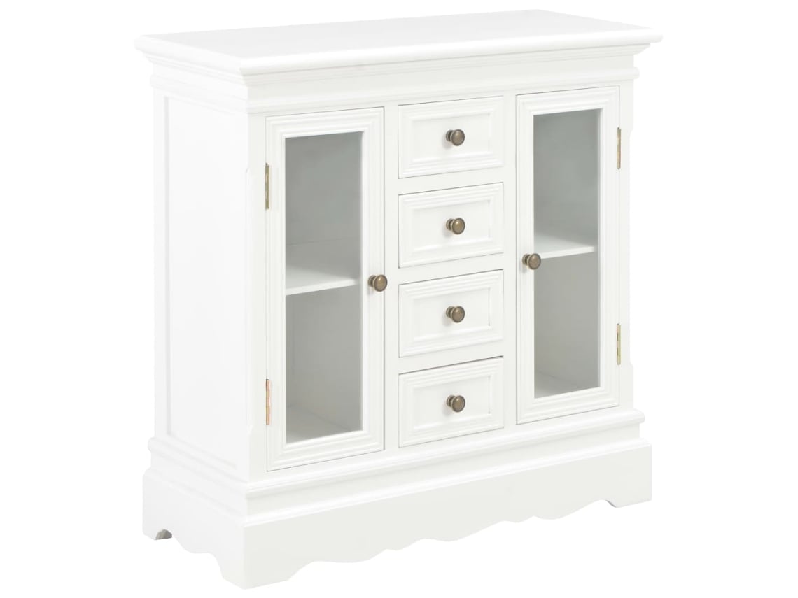 Aparador De Madera Maciza De Pino Blanco 70x28x70 Cm