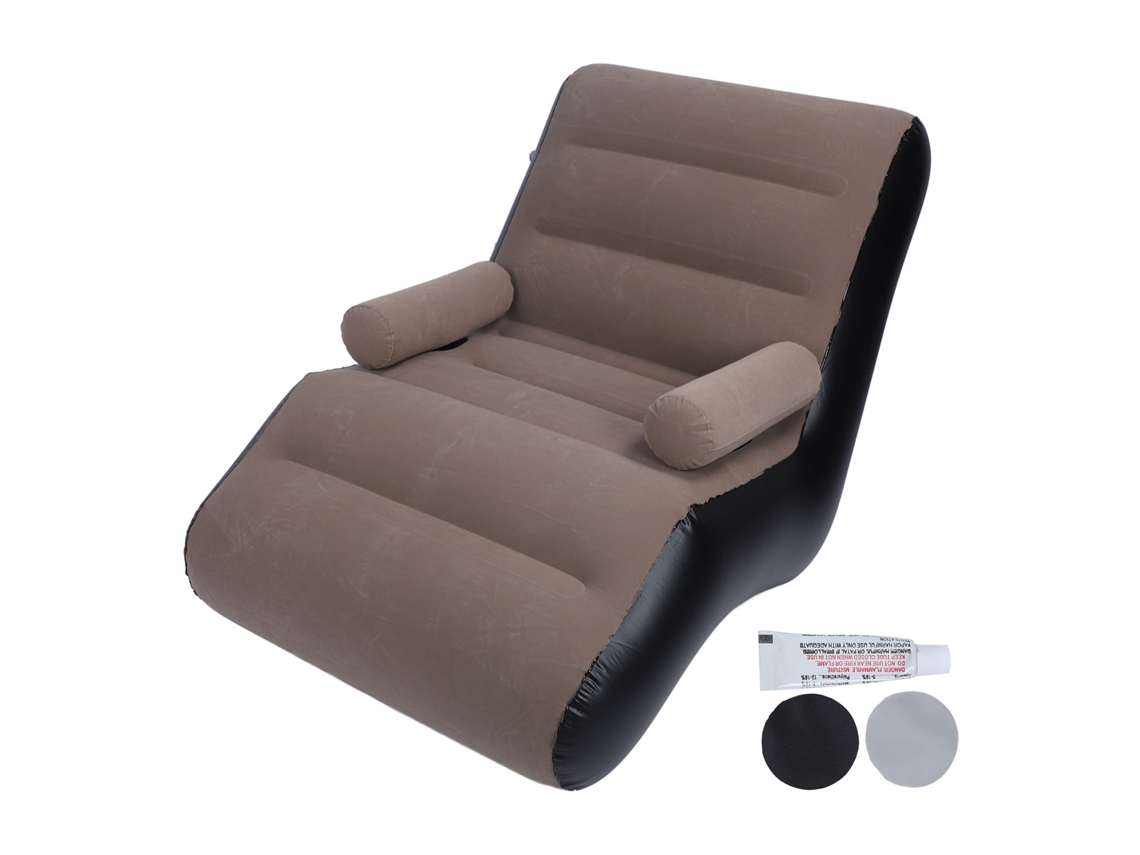 Sofá inflable ergonómico portátil con suave revestimiento aterciopelado, modelo S