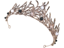 Corona De Mariée Baroque En Perles Negroes Serrage-tête Décoratif Pour Anniversaire Y Mariage