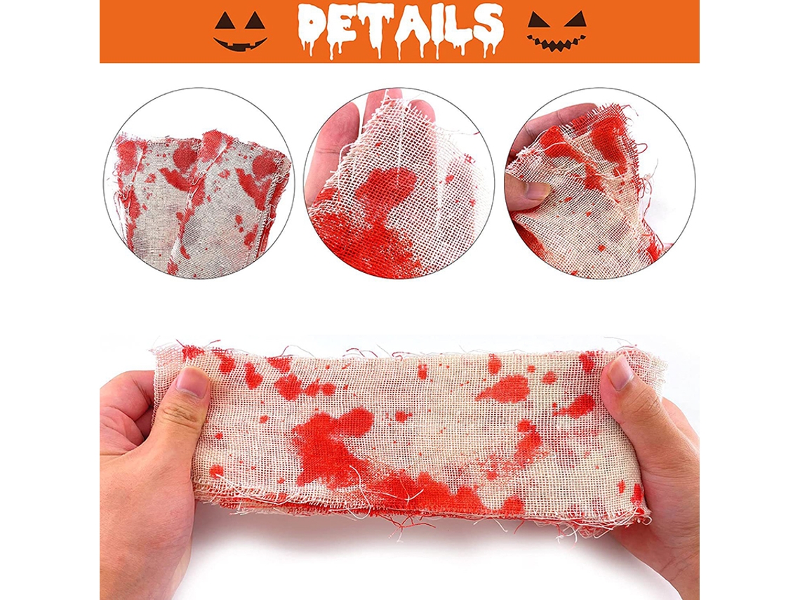 Cinta De Gasas Sangrientas Para Halloween, Decoración De Escena, 8cm X 1m