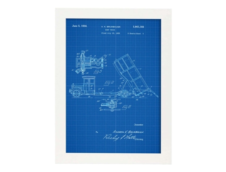 Póster NACNIC con Patente de Camion de Basura 2. con Diseño de Patente Antigua