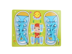 -juguete Educativo De Aprendizaje Para Bebés: Aprender A Atar Zapatos Y Vestir, Juguete De Madera Para Niños, Regalo Infantil Azul Verde