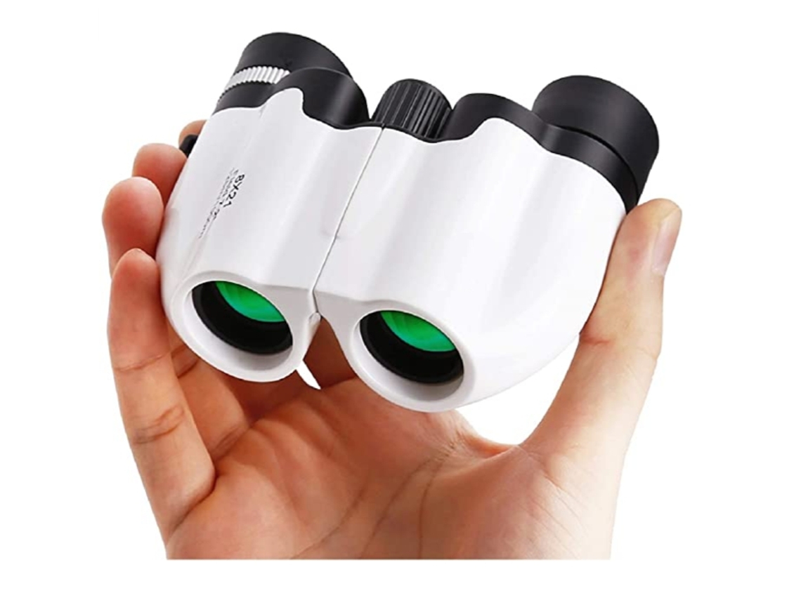 Binoculares para niños, mini binoculares 8x21, pequeños regalos para acampar, viajar y observar aves (blancos)