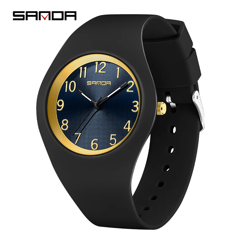 Reloj deportivo casual MDUG Quartz, resistente al agua (estilo femenino, correa marrón, caja de oro rosa, esfera blanca)