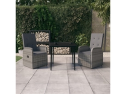 Incluye 3 piezas Jantar Para Jardim con Almofadões Cinzento Dkd Home Decor