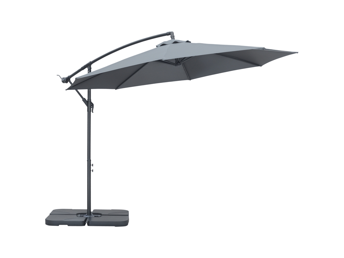 Sombrilla Voladiza Con Base En Cruz 292x292x247 Cm, Gris.