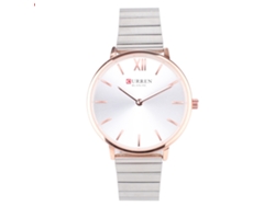 Reloj De Pulsera Analógico De Cuarzo Redondo De Aleación Para Mujer, Oro Rosa Y Blanco.