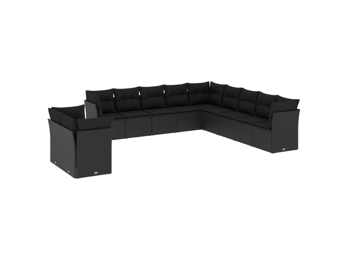 Maison Exclusive - Set De Sofás De Jardín 11 Pzas Y Cojines Ratán Sintético Negro