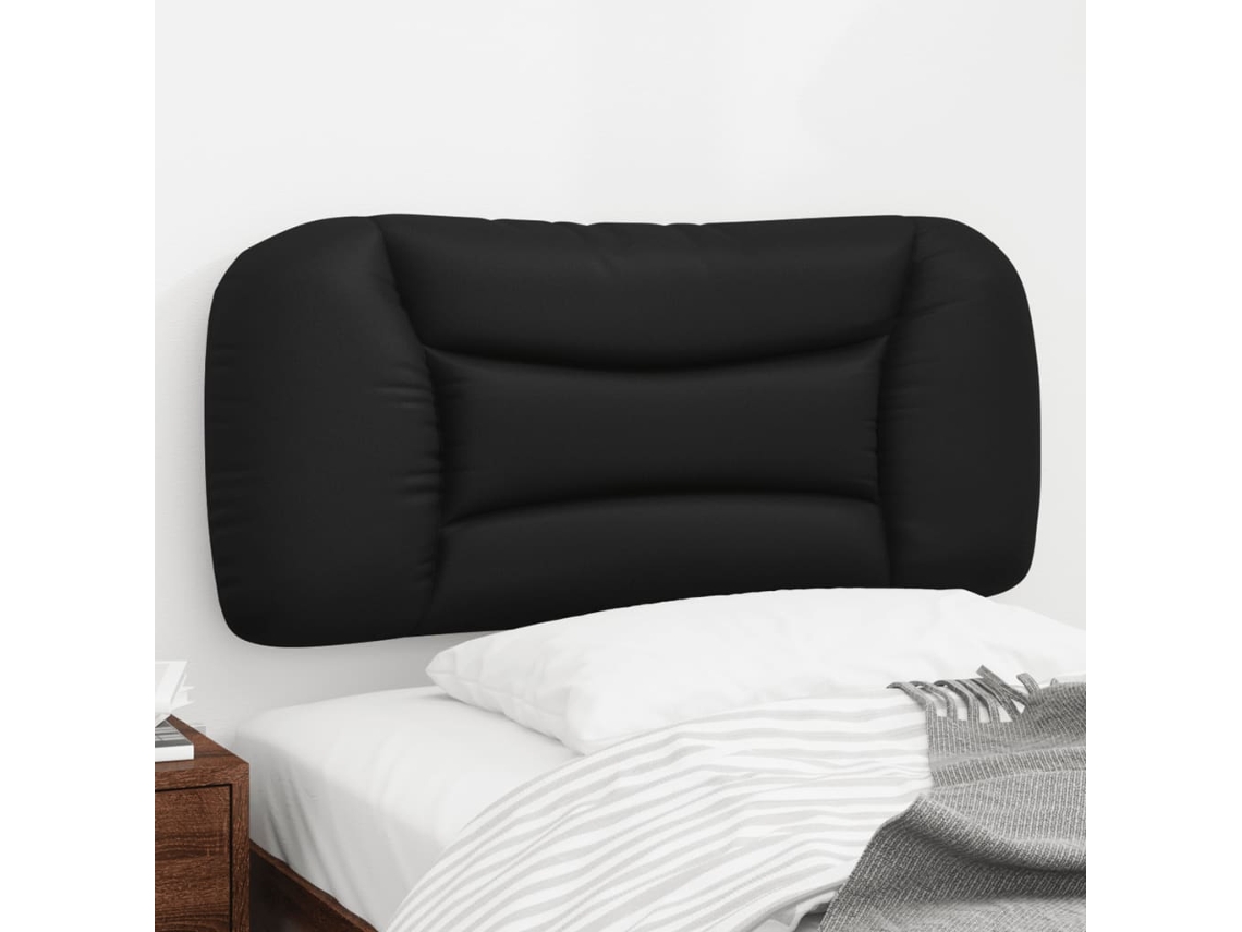 Cabecero De Cama Acolchado Cuero Sintético Negro 80 Cm