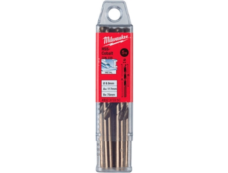 Broca Tornillometal MILWAUKEE Paquetes DPara Metal Hss-Co Din338 Hssgc (12.5 x 151 5 Piezas)