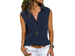 2026-chaleco Sin Mangas De Botones Para Mujer Con Bolsillos Blusa De Color Sólido Para Verano