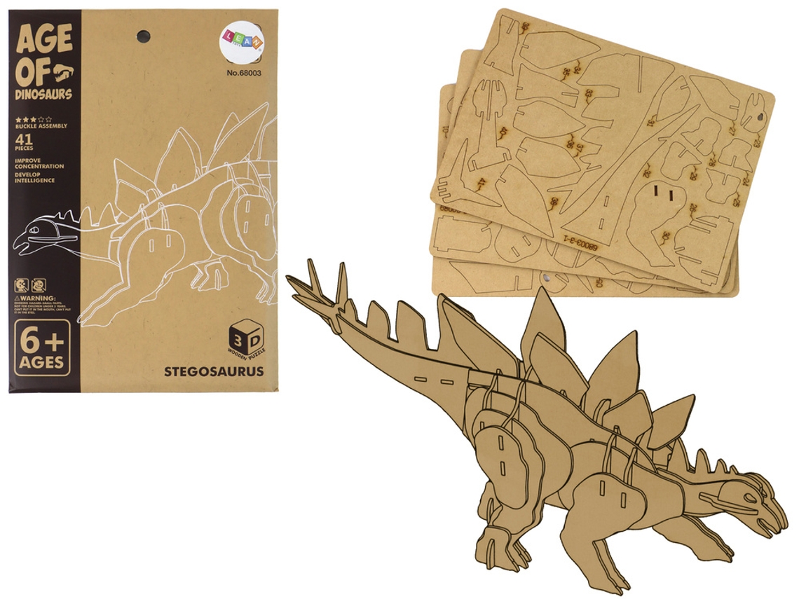 Rompecabezas espacial de madera 3D Stegosaurus, juego educativo de 41 piezas B.active