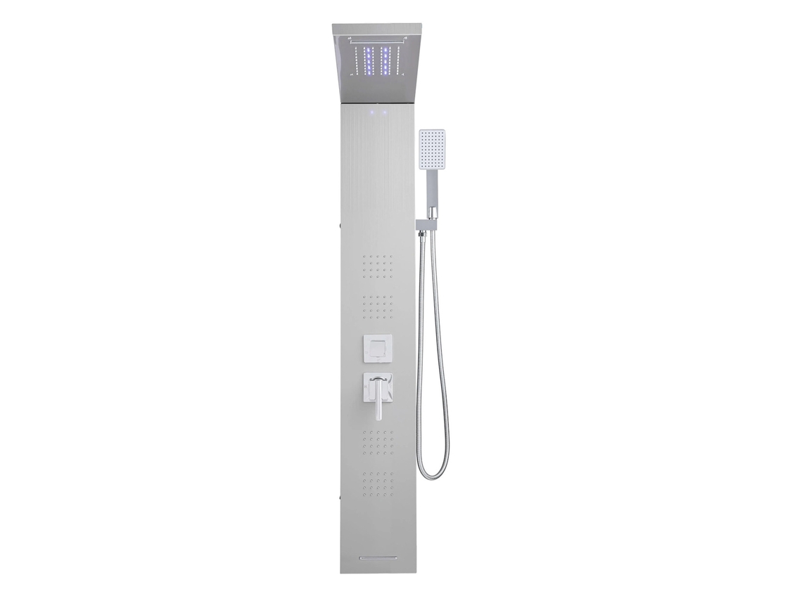 Sistema de ducha Succebuy con columna de acero inoxidable y LED plateado