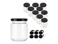 Frascos Para Compotas Relaxdays, Conjunto 10, 200 Ml, Tampa Twist-off, Para Conservar Cozinhar, Transparente/preto