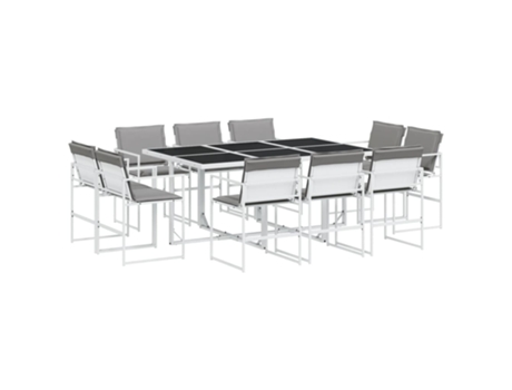 Conjunto 11 de comedor de jardín VIDAXL con cojines textilene blanco