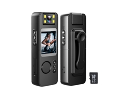 Cámara Corporal 1080p Con Grabación Audio/video Wifi Lente Rotatorio 180° 64gb Para Policía Seguridad Deporte