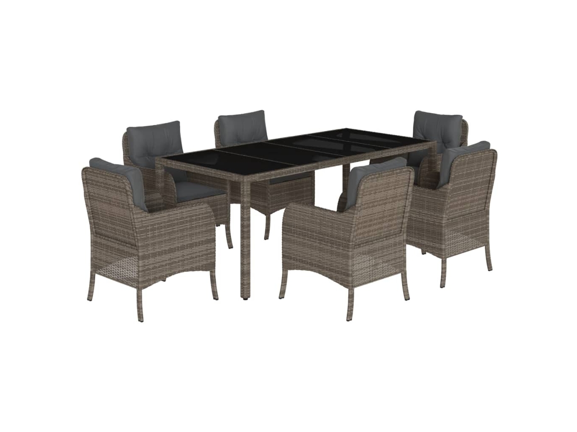Maison Exclusive - Set Comedor Jardín 7 Pzas Y Cojines Ratán Sintético Gris