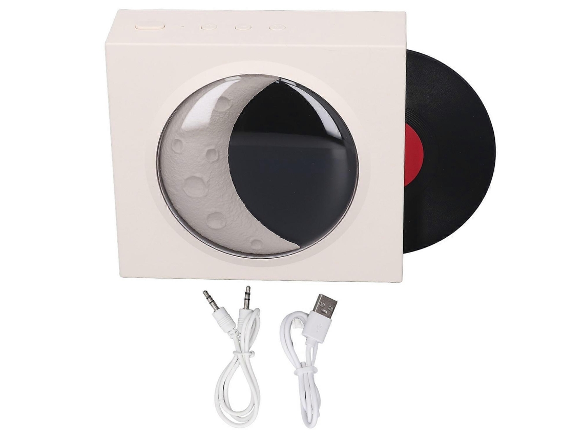Altavoz Bluetooth retro con alarma y luna, innovador altavoz inalámbrico pequeño para el hogar y la oficina, color blanco luna Chennnls